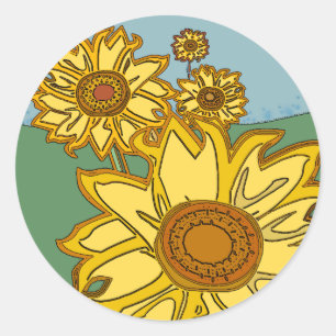 Pegatina Redonda Sunflower
