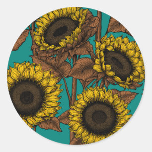 Pegatina Redonda Sunflower