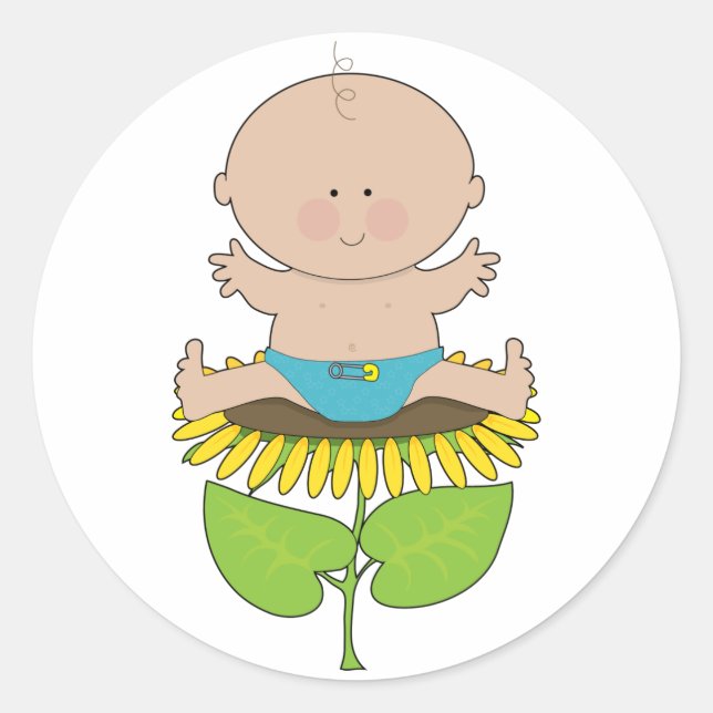 Pegatina Redonda Sunflower Baby Boy (Anverso)