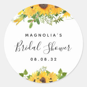 Pegatina Redonda Sunflower Bridal Shower