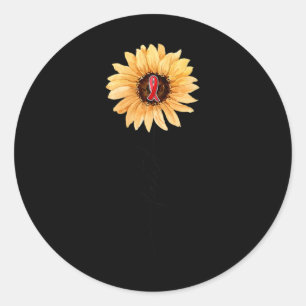 Pegatina Redonda Sunflower FAITH Burgundy Ribbon Aneurysm Awa
