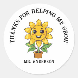 Pegatina Redonda Sunflower gracias por ayudarme a hacer profesor