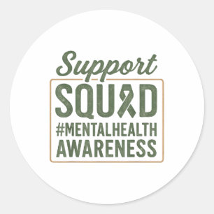 Pegatina Redonda Sunflower Hair Tee Support Squad Mental Health Awa