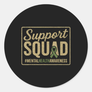 Pegatina Redonda Sunflower Hair Tee Support Squad Mental Health Awa