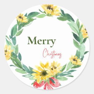 Pegatina Redonda Sunflower Merry Christmas