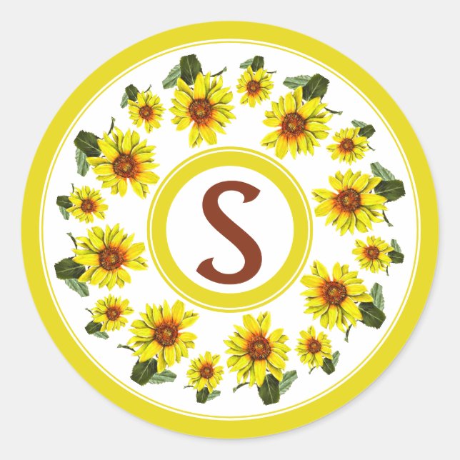 Pegatina Redonda Sunflower Sticker (Anverso)