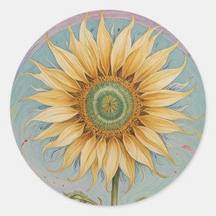 Pegatina Redonda Sunflower Whimsy