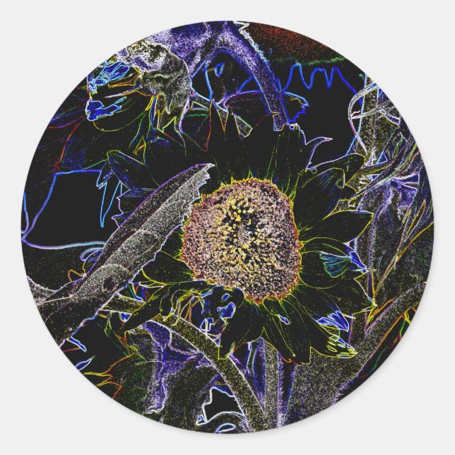 PEGATINA REDONDA SUNFLOWERS (Anverso)