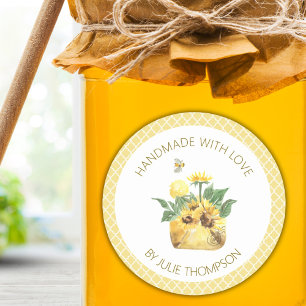 Pegatina Redonda Sunflowers & Bebe 🍯 Personalizado de Honeycomb am