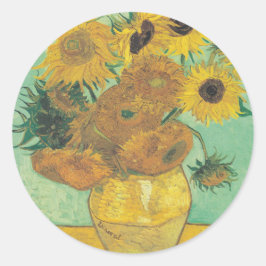 Pegatina Redonda Sunflowers de Vincent Van Gogh