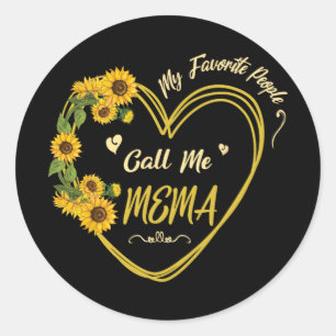 Pegatina Redonda Sunflowers Heart Happy Mi Gente Favorita Me Llama