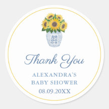 Sunflowers In Blue And White Vase Shower