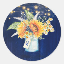 Sunflowers Rustic Navy Blue Fall Wedding Mason Jar