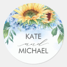 Sunflowers y Dusty Blue Hydrangea Floral Elegante