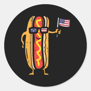 Pegatina Redonda Sungles Bandera Estadounidense Usa Gracioso 4 De J