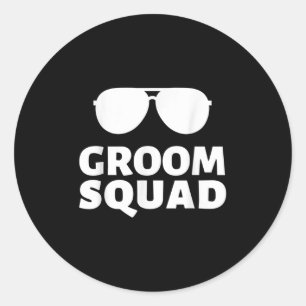 Pegatina Redonda Sungles Groom Squad Funny Crew Bachelor Boda Pa