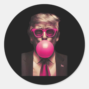 Pegatina Redonda Sungles rosas Trump Bubble Gum Shirt 2024 Voto por