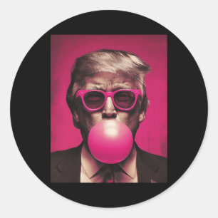 Pegatina Redonda Sungueras rosas Trump Bubble Gum