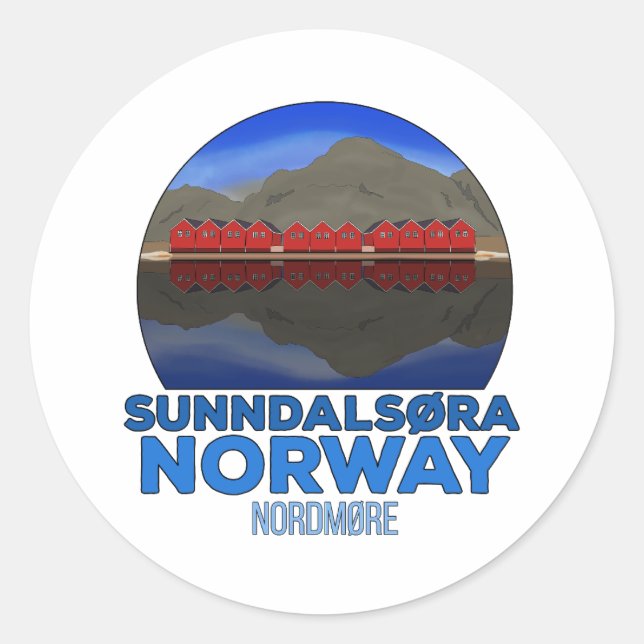 Pegatina Redonda Sunndalsøra Nordmøre Noruega (Anverso)