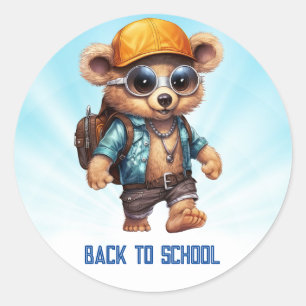 Pegatina Redonda Sunny Adventures with Beachy Bear - Listo para div