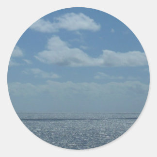 Pegatina Redonda Sunny Caribbean Sea Blue Ocean