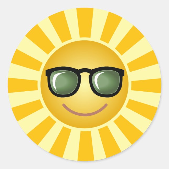Pegatina Redonda Sunny con sombras (Anverso)