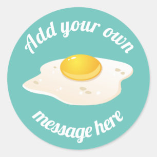 Pegatina Redonda Sunny Side Up Fried Egg Breakfast Personalizado Te