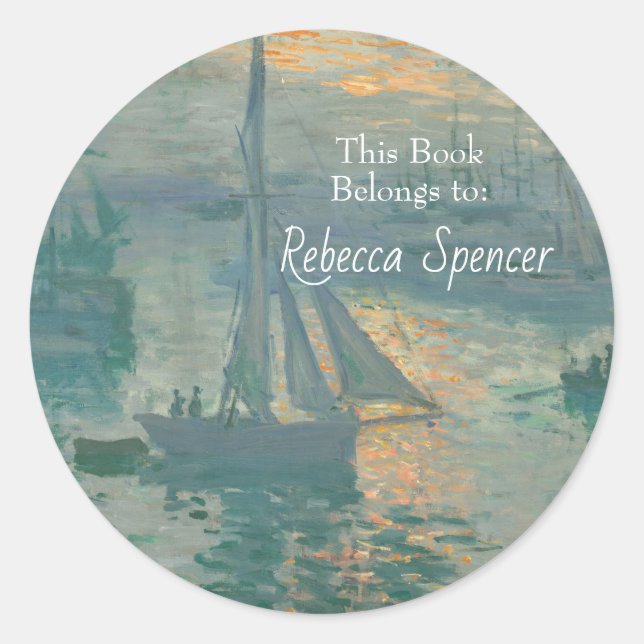 Pegatina Redonda Sunrise (Marine) por Claude Monet (Anverso)