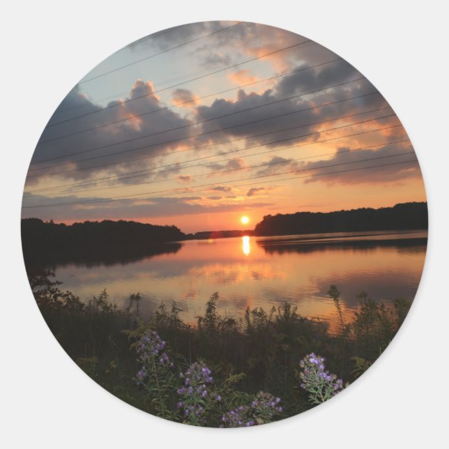 Pegatina Redonda Sunset (Anverso)