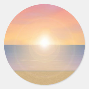 Pegatina Redonda Sunset Beach Scene: