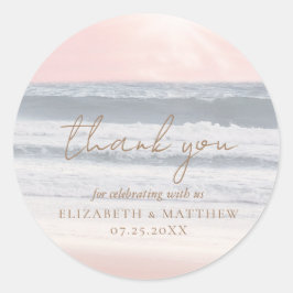 Pegatina Redonda Sunset Beach Wedding | Thank You Sticker