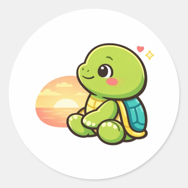 Pegatina Redonda Sunset Chill (Anverso)