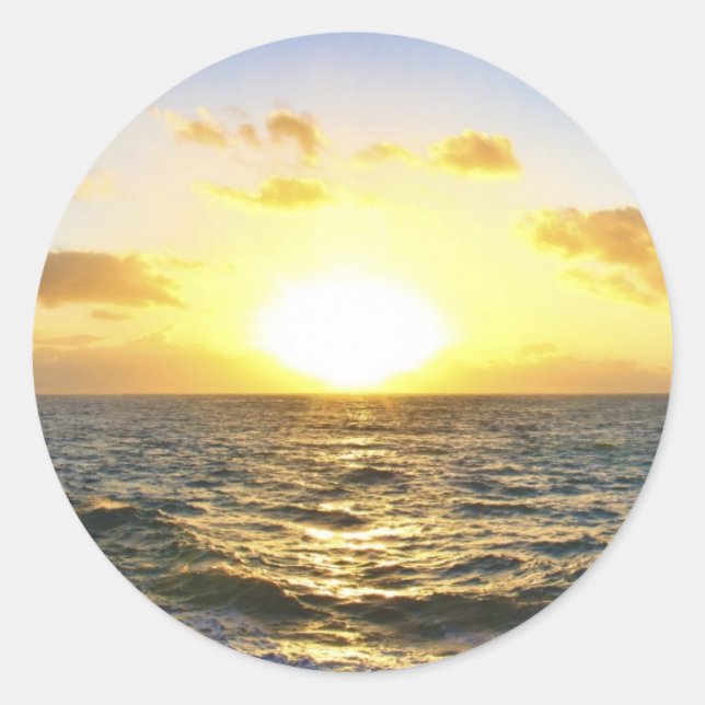 Pegatina Redonda Sunset de Hawái (Anverso)