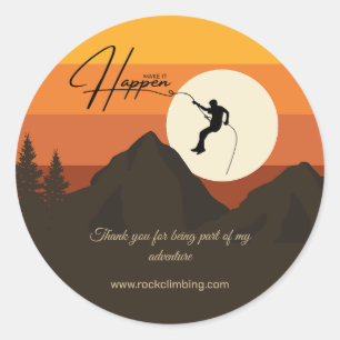 Pegatina Redonda Sunset Mountain Climbing Gracias Adventure