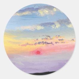 Pegatina Redonda Sunset Painting Stickers
