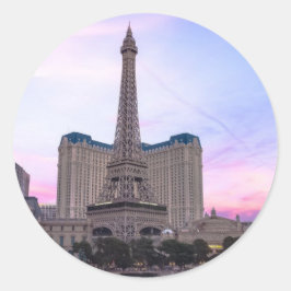 Pegatina Redonda Sunset Paris Las Vegas Tour Eiffel Fake