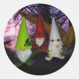 Pegatina Redonda Sunset Woodland Gnomes