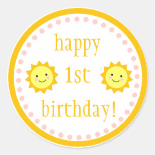 Pegatina Redonda Sunshine 1º cumpleaños
