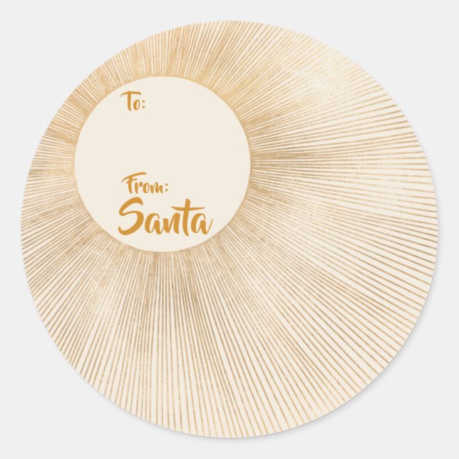 Pegatina Redonda Sunshine, Astrológico, Gold, Sun Rays, A DESDE (Anverso)