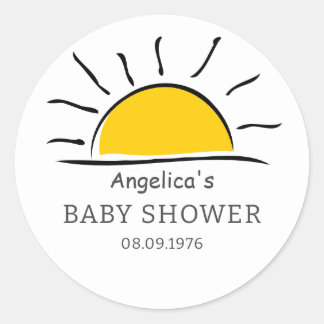 Pegatina Redonda Sunshine Baby Shower Gracias