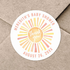 Pegatina Redonda Sunshine Baby Shower Gracias