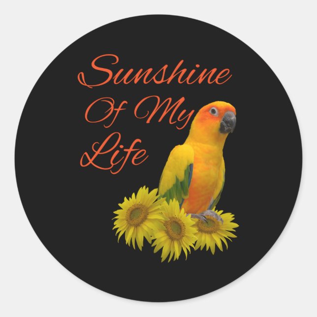 Pegatina Redonda Sunshine de Sun Conure Parrot (Anverso)