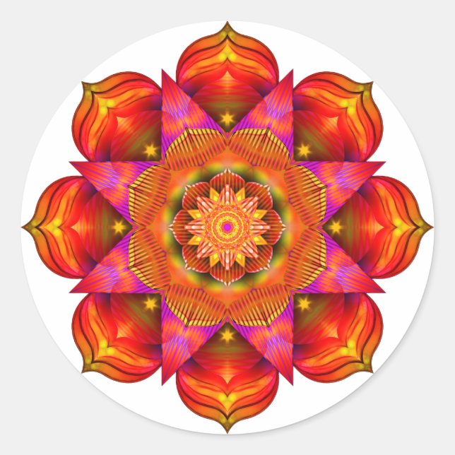 Pegatina Redonda Sunshine Mandala (Anverso)