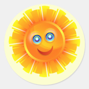 Pegatina Redonda Sunshine, sonriente y feliz