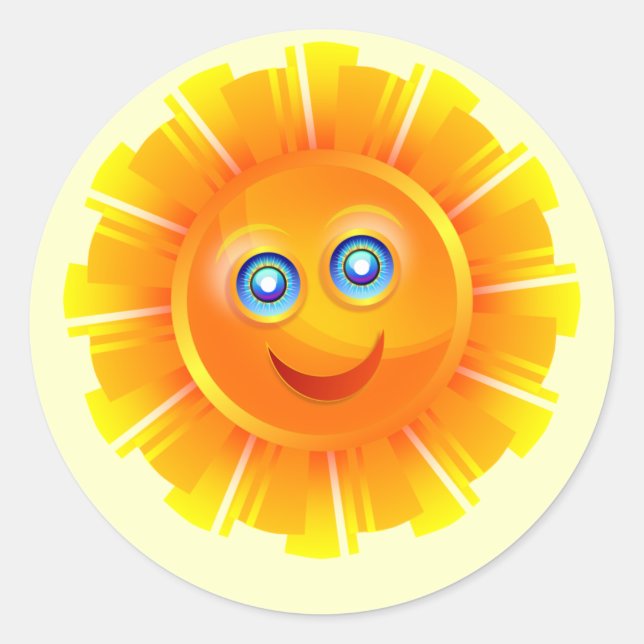 Pegatina Redonda Sunshine, sonriente y feliz (Anverso)