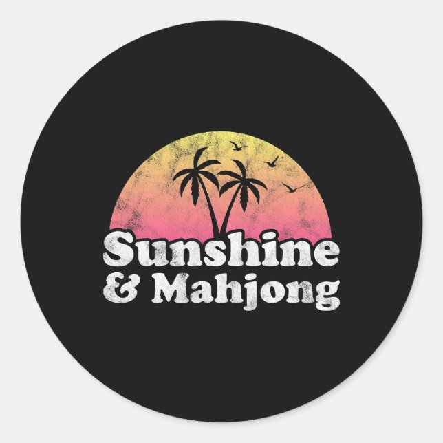 Pegatina Redonda Sunshine y Mahjong (Anverso)