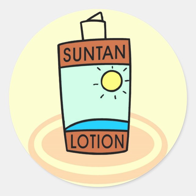 Pegatina Redonda Suntan Lotion Stickers (Anverso)