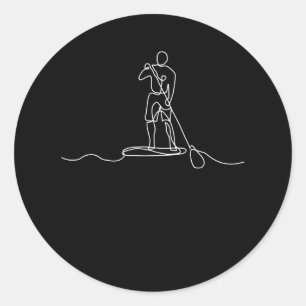 Pegatina Redonda SUP Stand Up Paddel One Line Art
