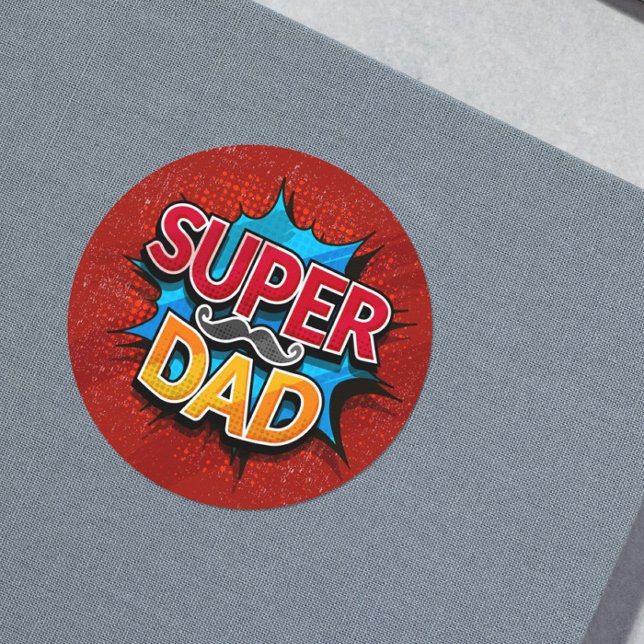 Pegatina Redonda Super Dad Mustache Modern Grunge (Subido por el creador)