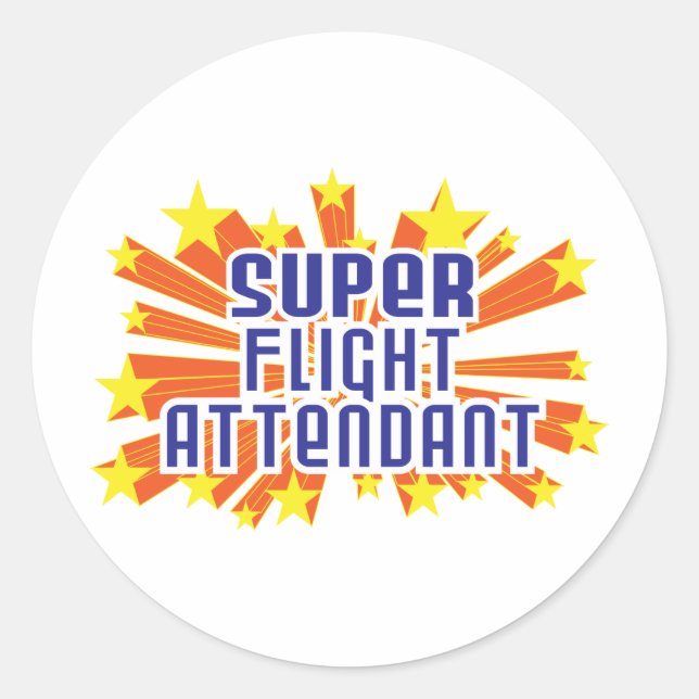 Pegatina Redonda Super Flight Attendant (Anverso)